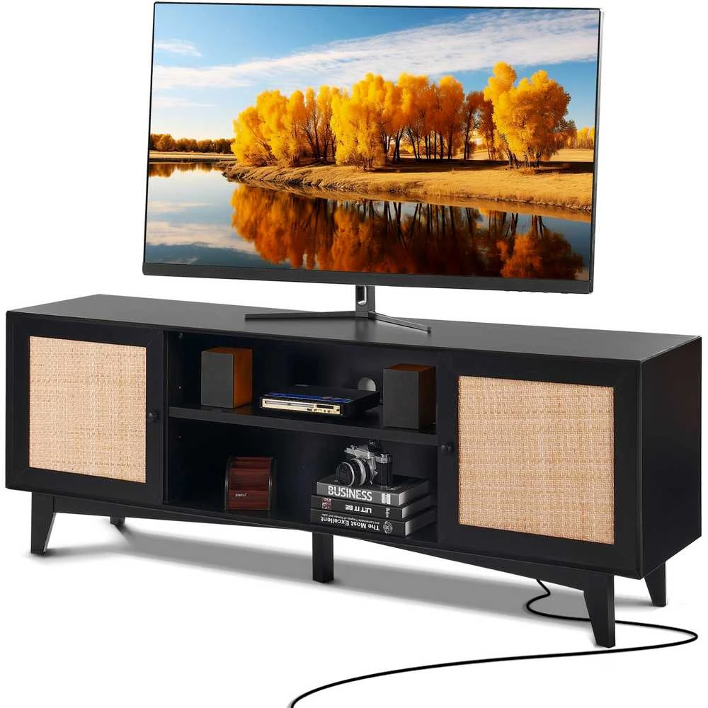 TV staliukas VEVOR Rataninė TV spintelė 75 colių televizoriui