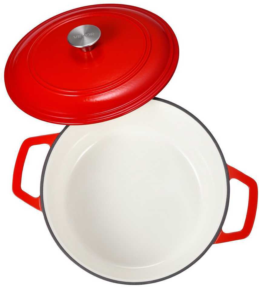 Vevor Raudonas emaliuotas ketaus troškintuvas