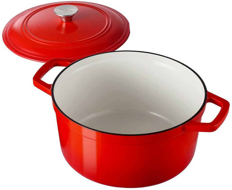 Vevor Raudonas emaliuotas ketaus troškintuvas