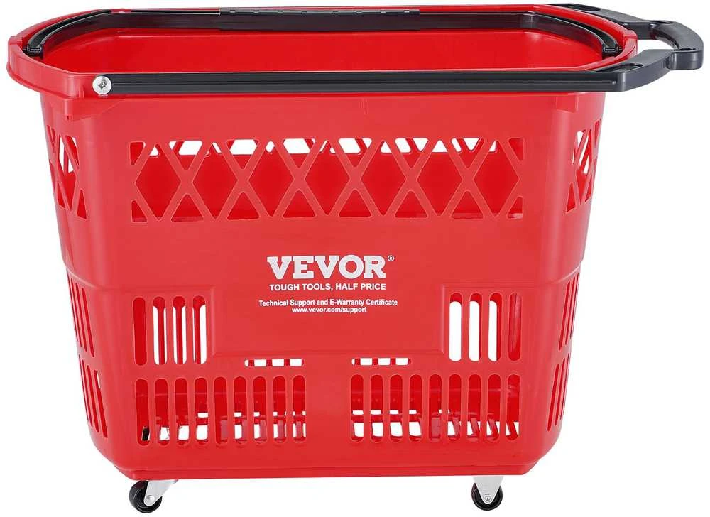VEVOR Raudonas plastikinis prekybos vežimėlis 6 vnt 39L