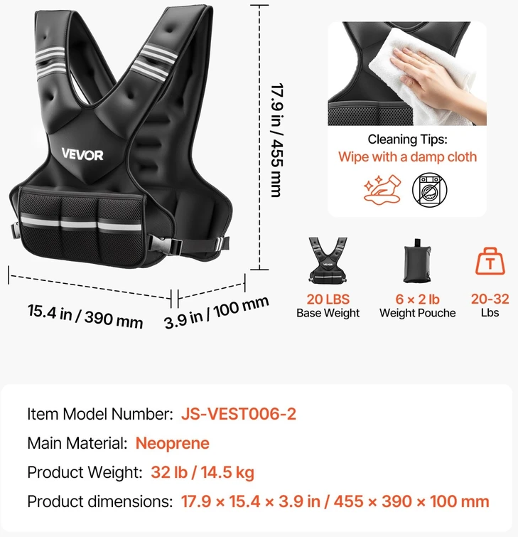 VEVOR Reguliuojama svorinė liemenė 14,5kg