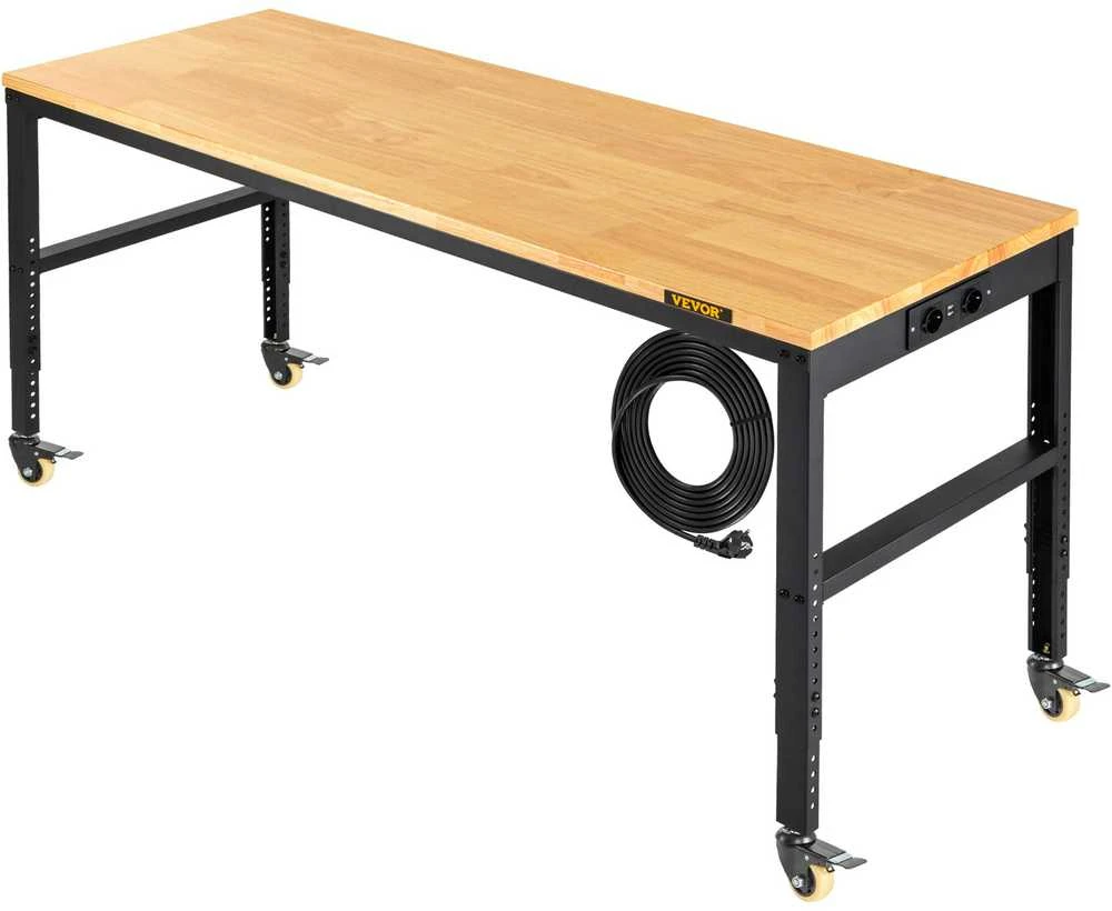 VEVOR Reguliuojamas darbo stalas su ratukais, 155 x 51 cm