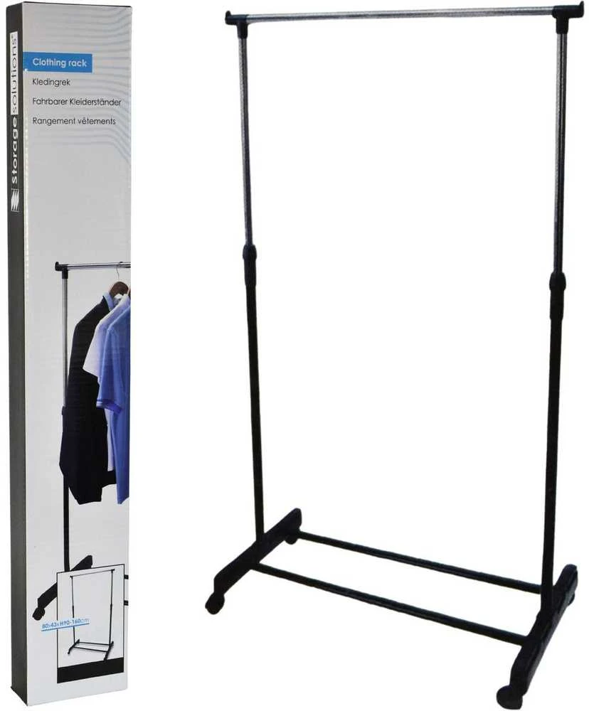 Excellent Houseware Drabužių kabykla metalinas juoda ant ratukų 160 cm