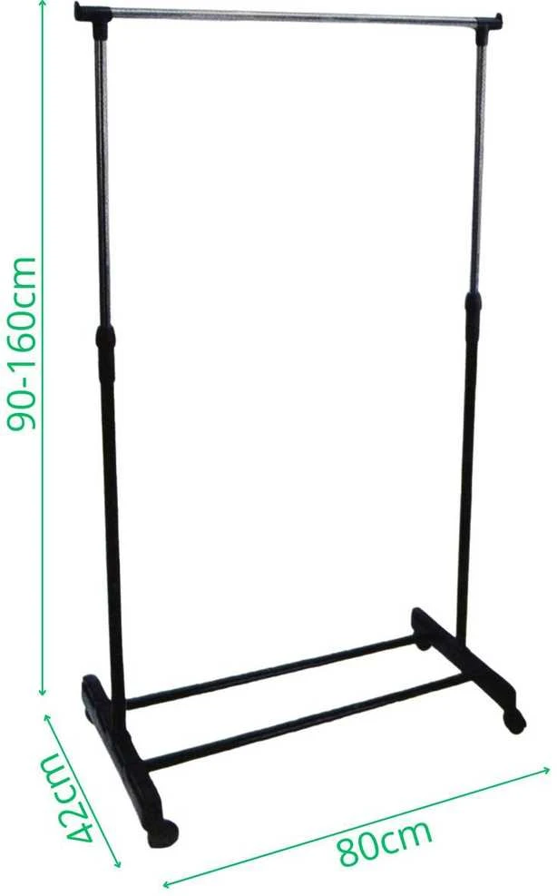 Excellent Houseware Drabužių kabykla metalinas juoda ant ratukų 160 cm