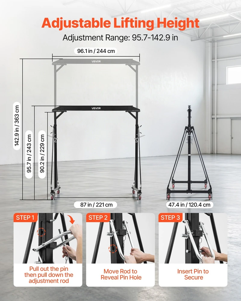 VEVOR Reguliuojamas portalinis kranas 997,9kg