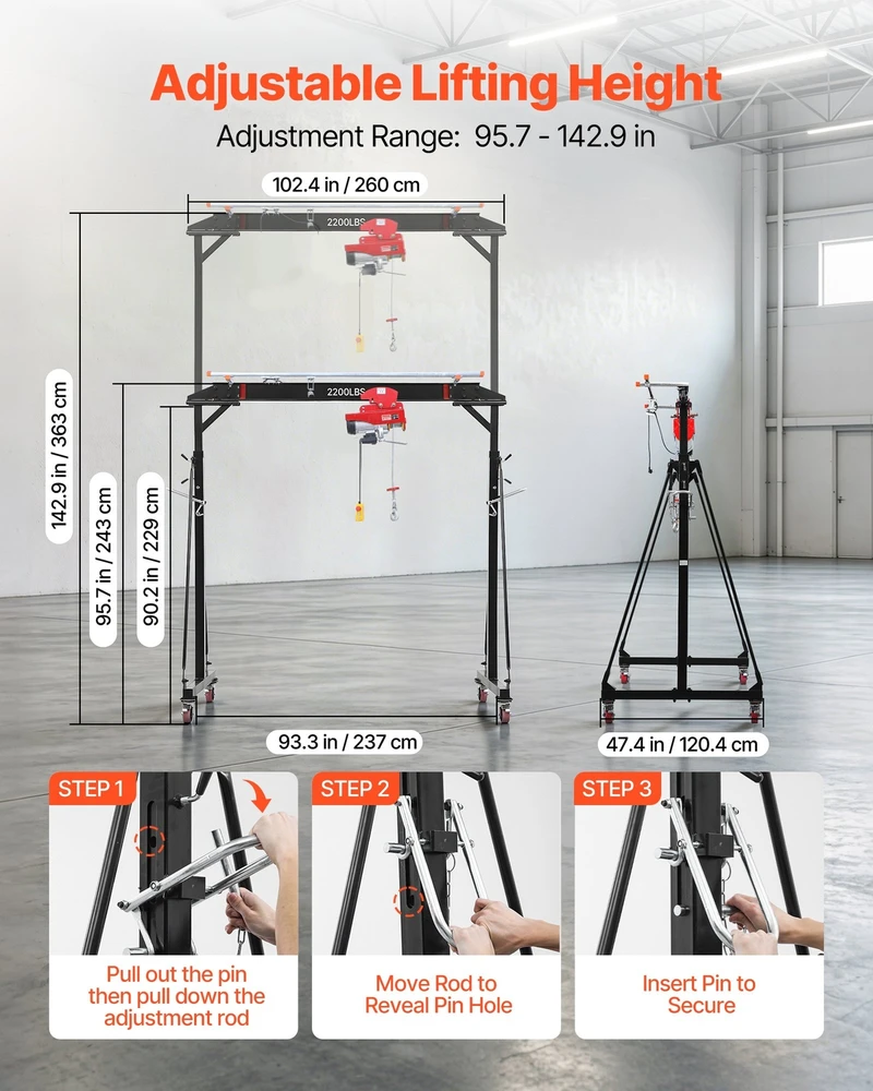 VEVOR Reguliuojamas portalinis kranas 997,9kg