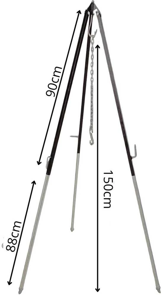 KOOPMAN Feuerkessel-Halter Halterung für Feuerschale oder Grillrost Grillgestell Dreibein verstellbar 150 cm
