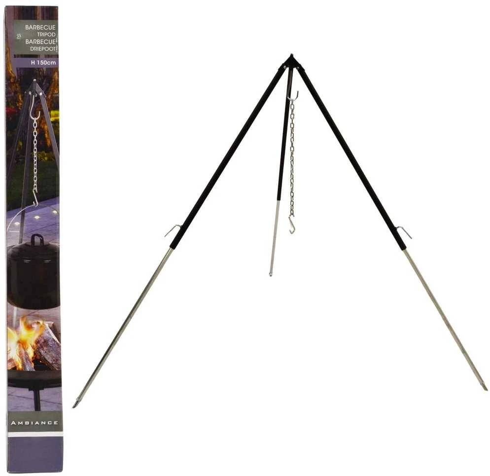KOOPMAN Feuerkessel-Halter Halterung für Feuerschale oder Grillrost Grillgestell Dreibein verstellbar 150 cm