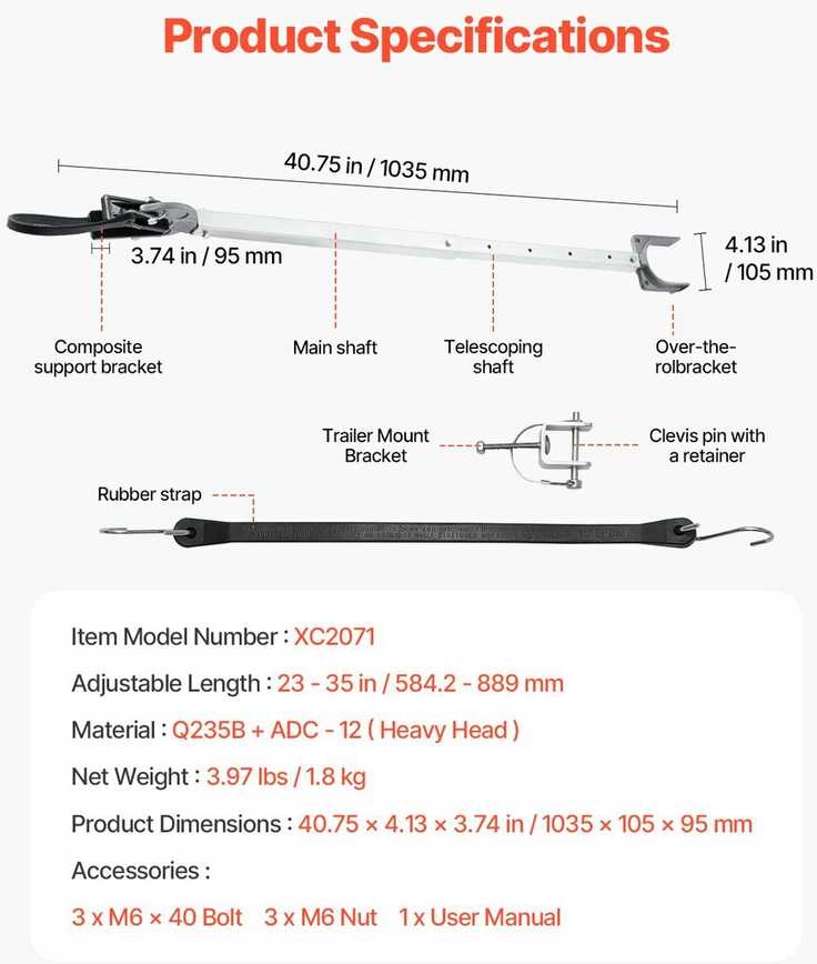 Vevor Reguliuojamas valtis transom laikiklis 58-89 cm