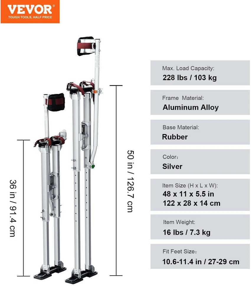 VEVOR Reguliuojami aliuminiai kojokai gipso kartonui 91-127 cm