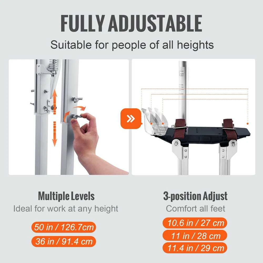 VEVOR Reguliuojami aliuminiai kojokai gipso kartonui 91-127 cm