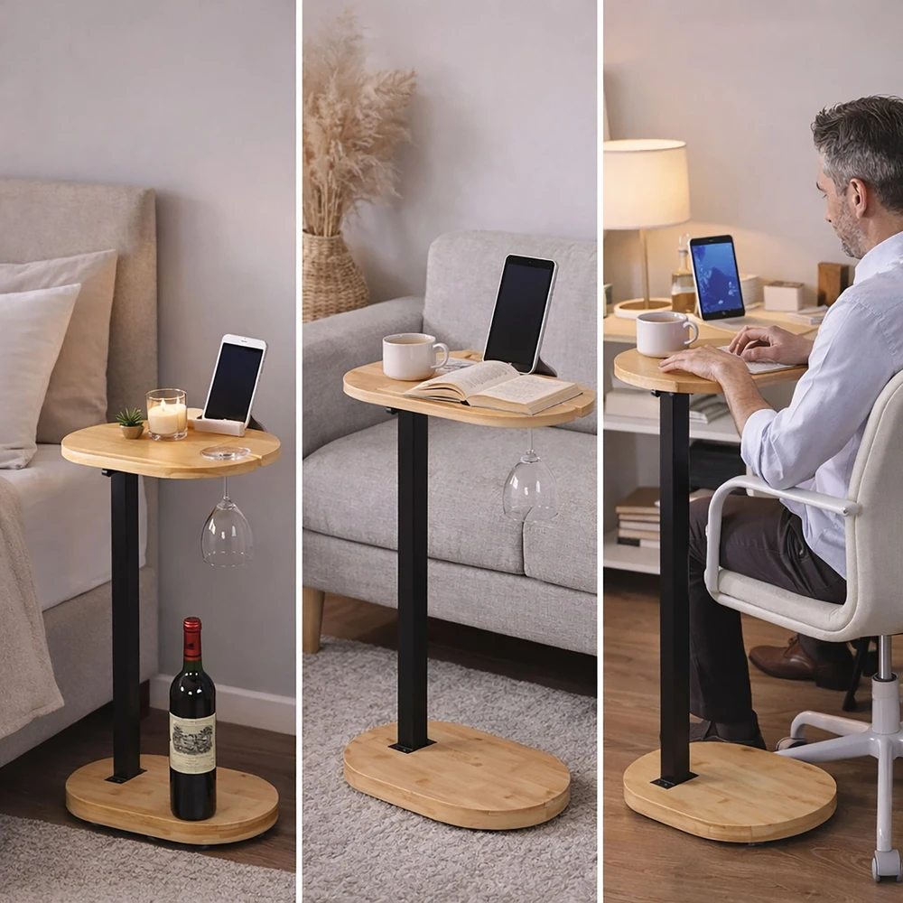 Relaxdays Reguliuojamo aukščio C formos staliukas