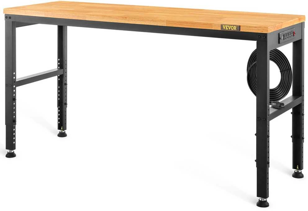 VEVOR Reguliuojamo aukščio darbo stalas 122 x 50 cm su elektros lizdu