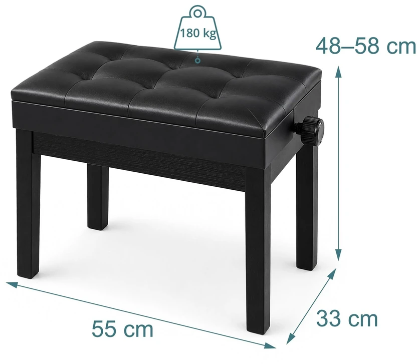 Relaxdays Reguliuojamo aukščio pianino kėdutė