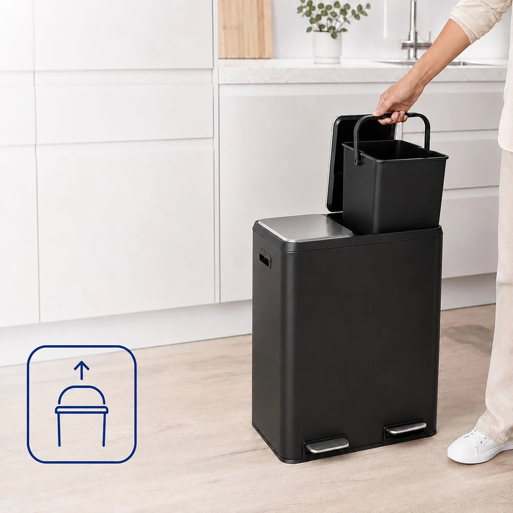 Relaxdays 2x30 l nerūdijančio plieno šiukšliadėžė