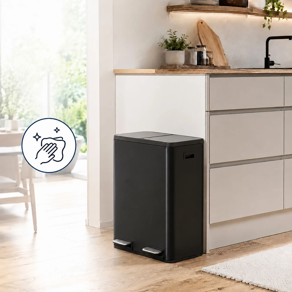 Relaxdays 2x30 l nerūdijančio plieno šiukšliadėžė