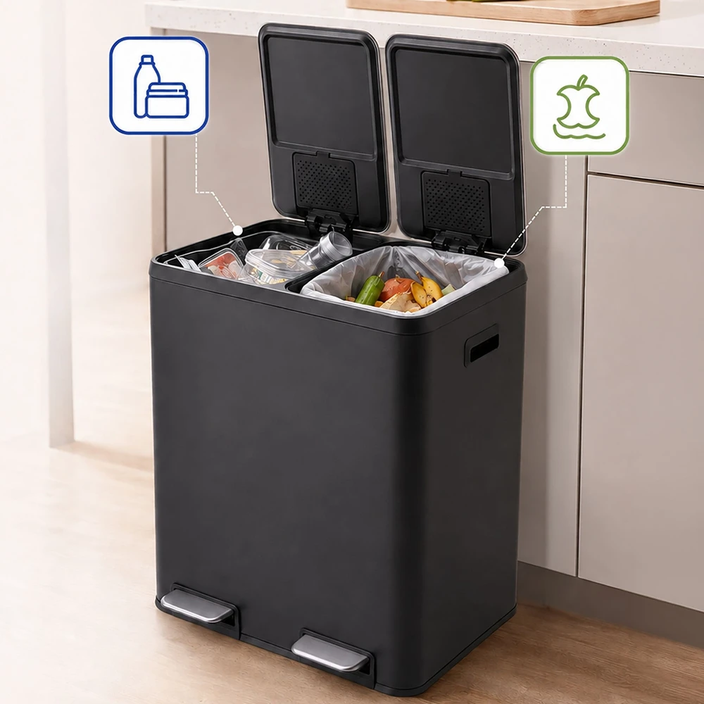 Relaxdays 2x30 l nerūdijančio plieno šiukšliadėžė