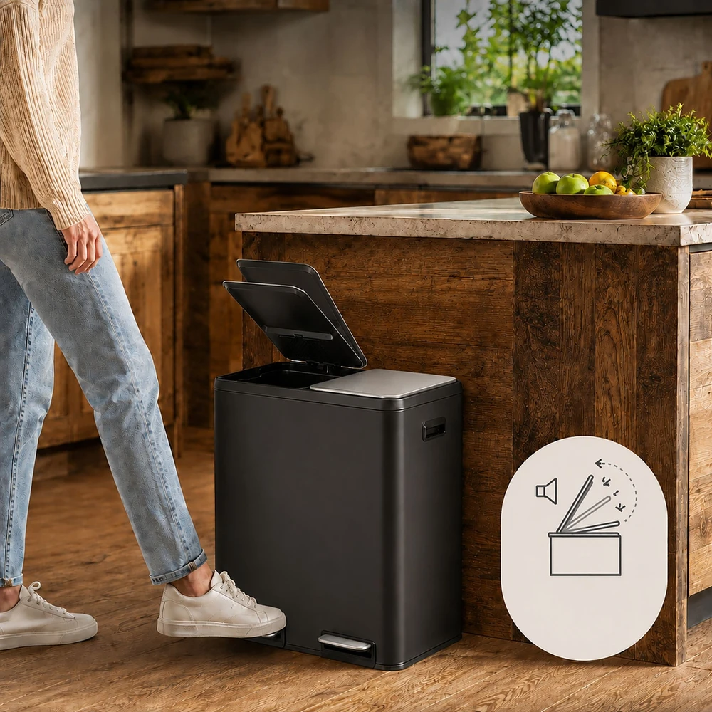 Relaxdays 2x30 l nerūdijančio plieno šiukšliadėžė