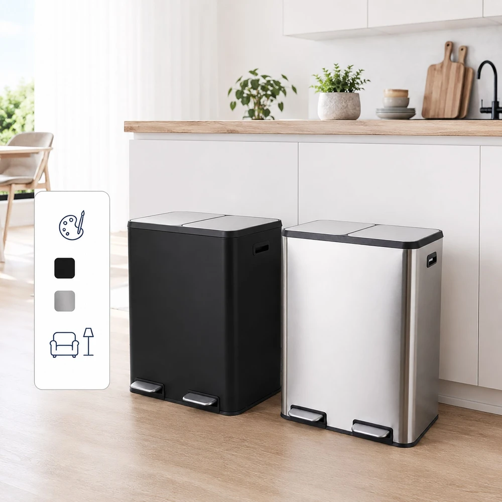 Relaxdays 2x30 l nerūdijančio plieno šiukšliadėžė