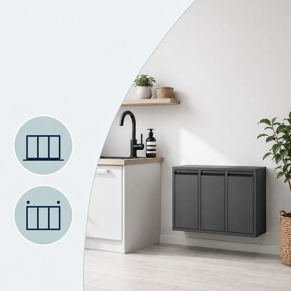 Relaxdays 3 skyrių šiukšliadėžė 3x10 l