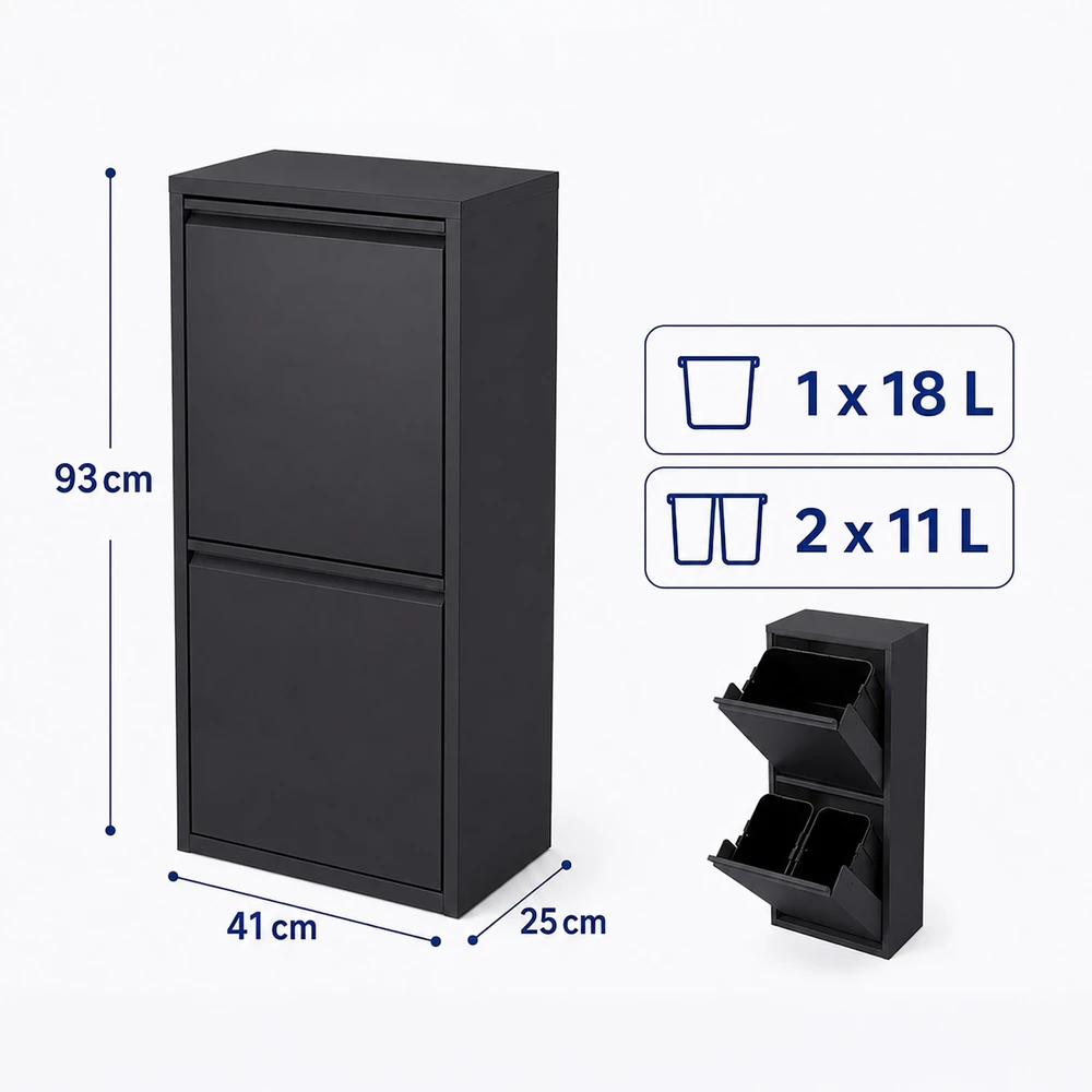 Relaxdays 3 skyrių šiukšliadėžė 40 l