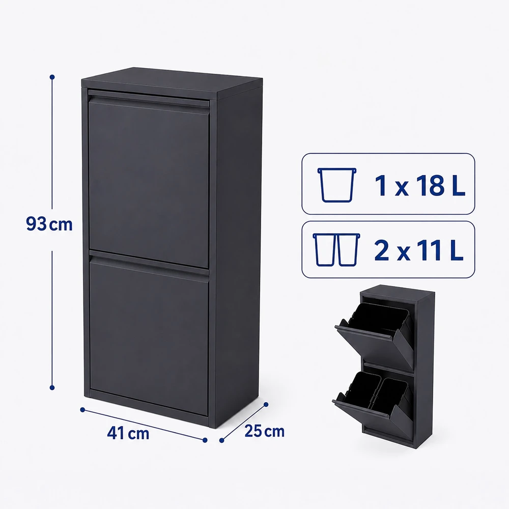 Relaxdays 3 skyrių šiukšliadėžė 40 l