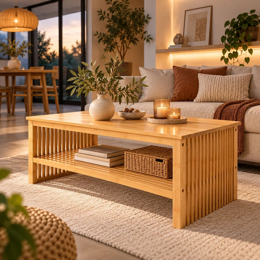 Relaxdays Natūralaus bambuko kavos staliukas