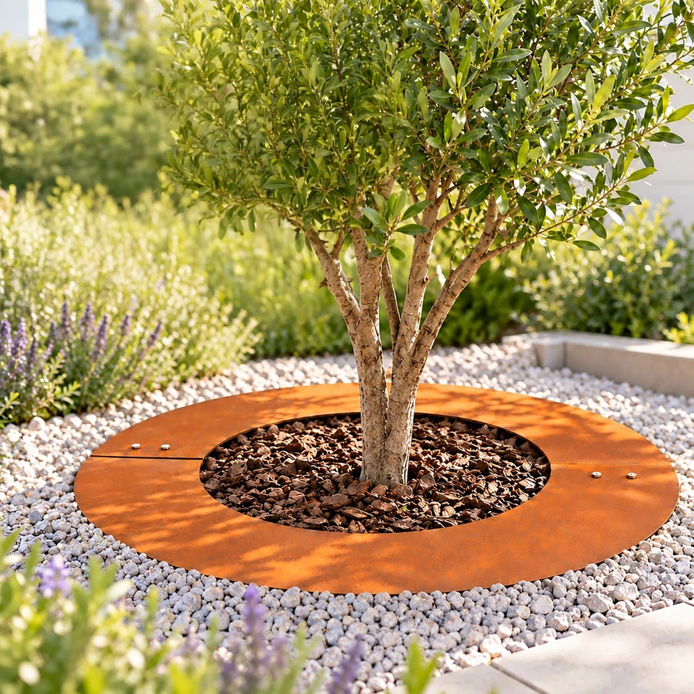 Relaxdays Plokščias Corten plieno medžio žiedas