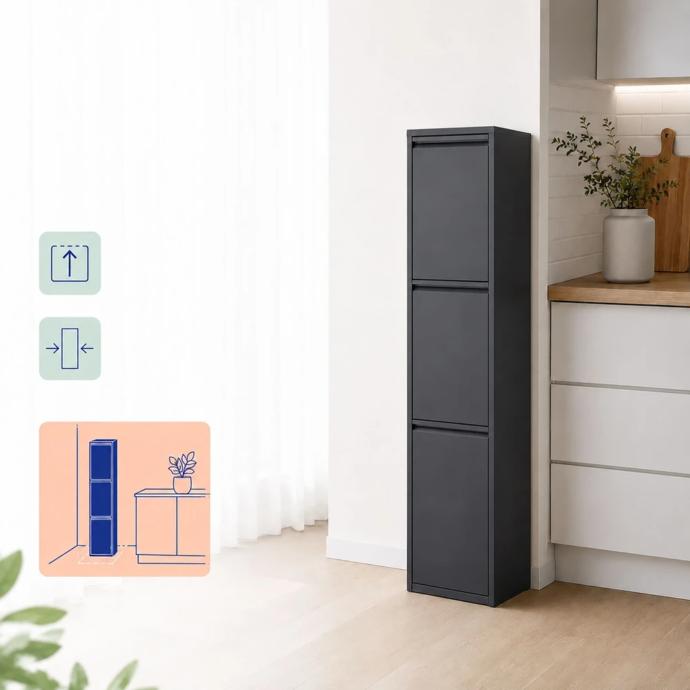 Relaxdays Šiukšliadėžė 3 skyrių 3x18 l