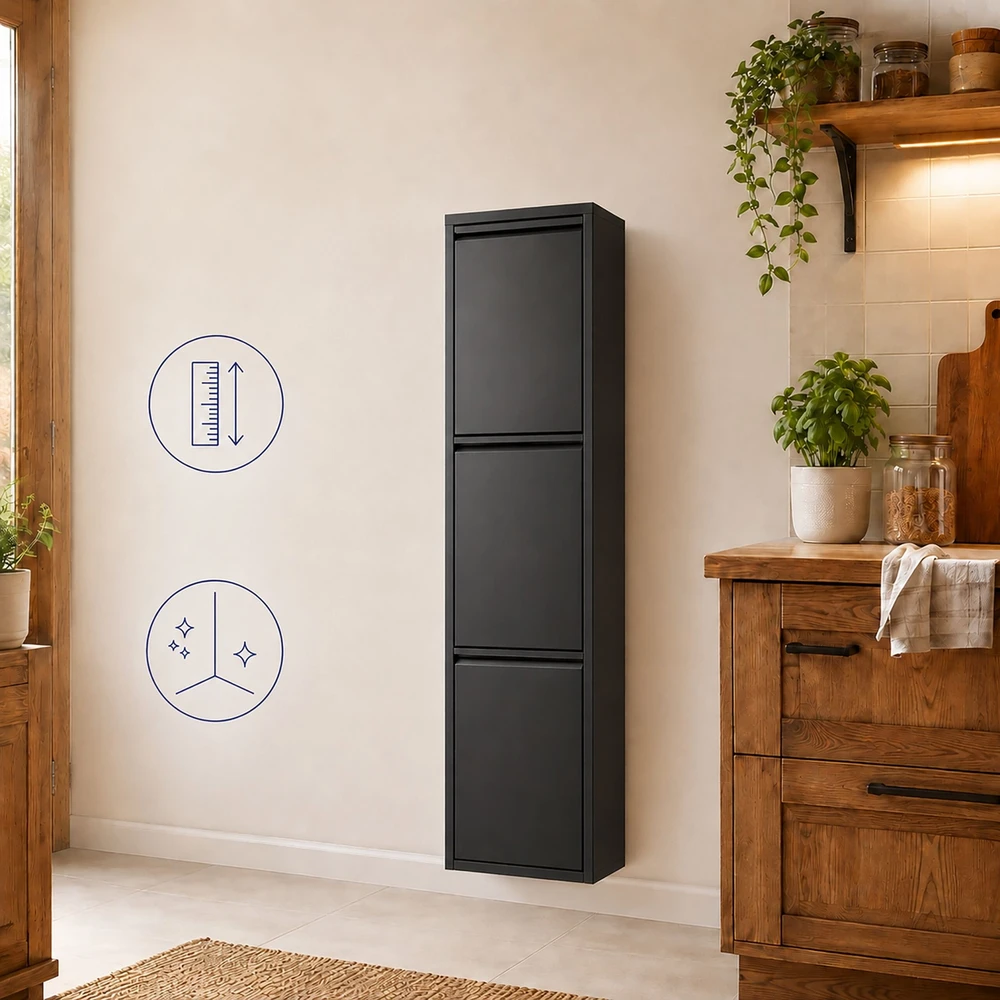 Relaxdays Šiukšliadėžė 3 skyrių 3x18 l