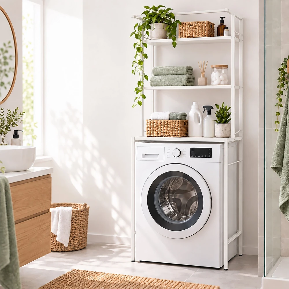 Relaxdays Skalbimo mašinos lentyna, 3 lentynos