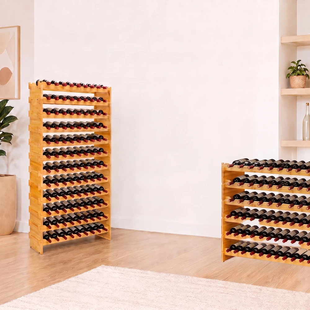 Relaxdays Sudedamas bambukinis vyno stovas
