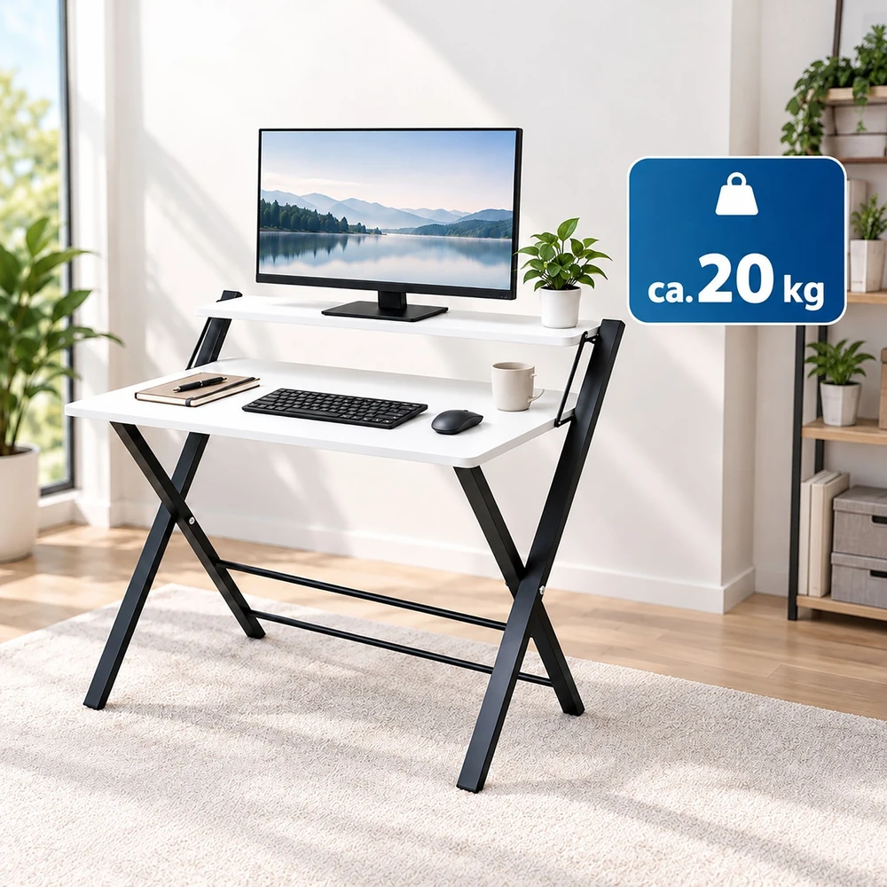 Relaxdays Sulankstomas rašomasis stalas su monitoriaus paaukštinimu