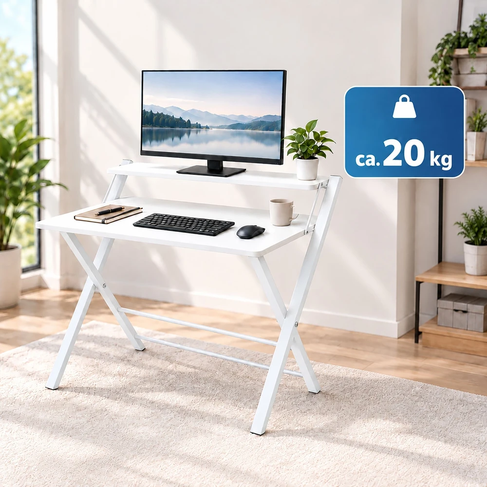 Relaxdays Sulankstomas rašomasis stalas su monitoriaus pakyla