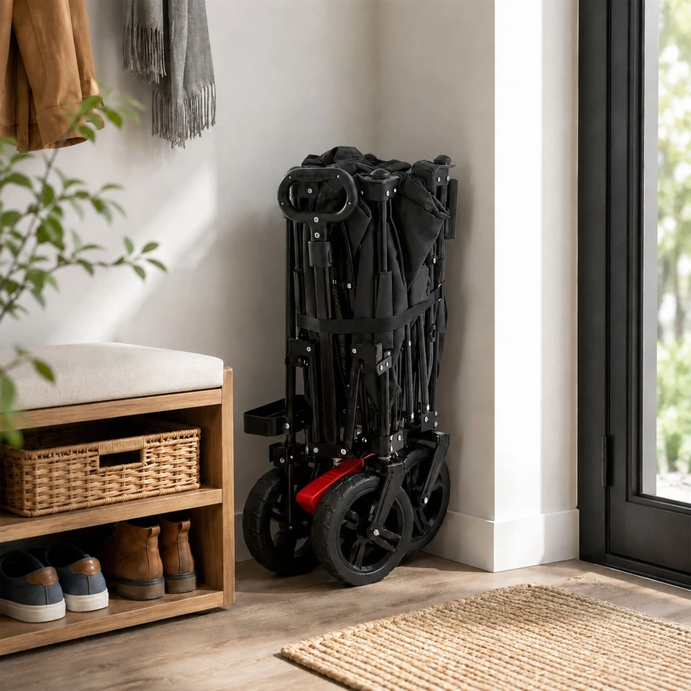 Relaxdays Sulankstomas vežimėlis su stogeliu