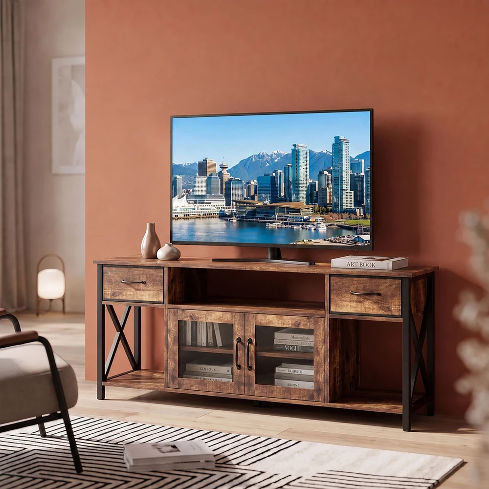 Relaxdays TV žema spintelė su daiktų laikymo vieta