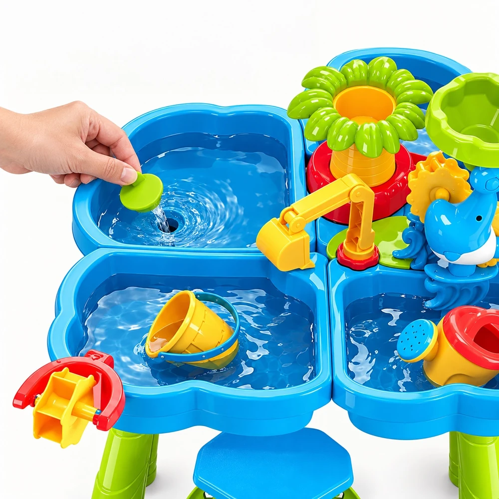 Relaxdays Vaikiškas vandens žaidimų stalas su taburete