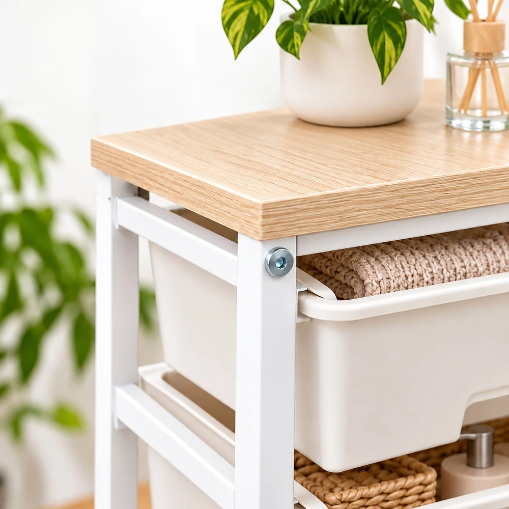 Relaxdays Vežimėlis su 4 plastikiniais stalčiais