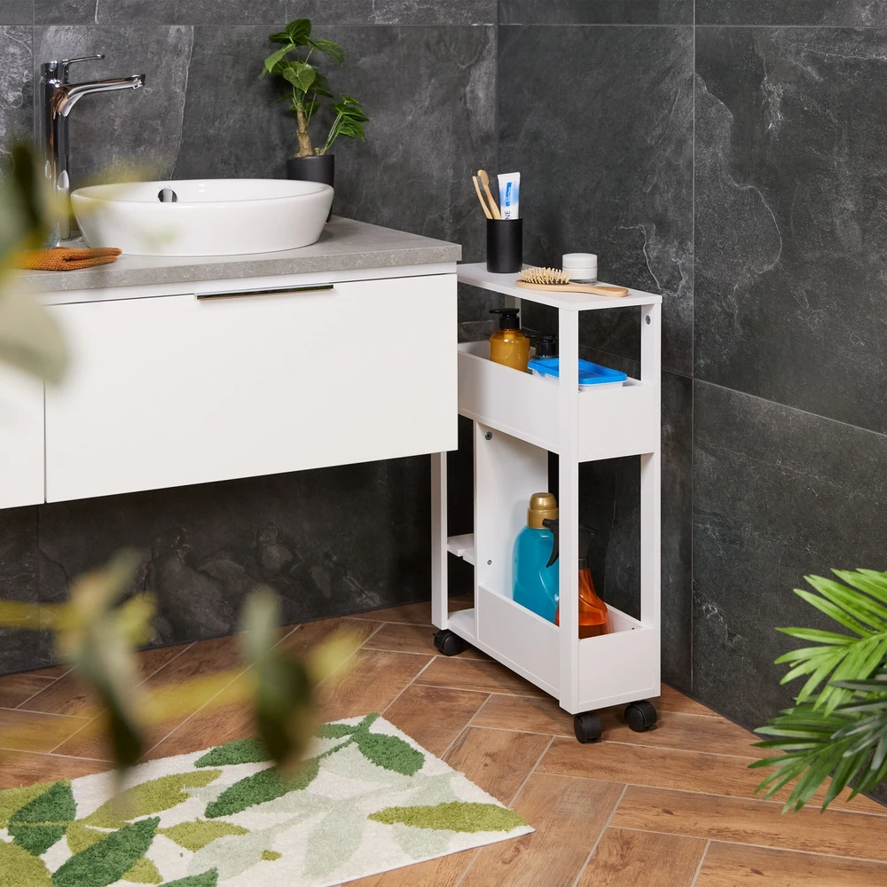Relaxdays Riedantis vežimėlis su tualeto šepečio laikikliu