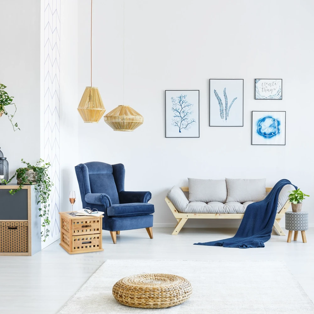 Relaxdays Riešutmedžio šoninis staliukas su 2 stalčiais