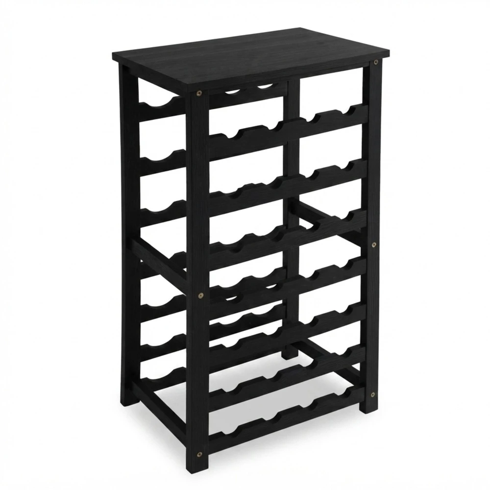 Relaxdays Riešutmedžio vyno stovas, telpa 28 buteliai