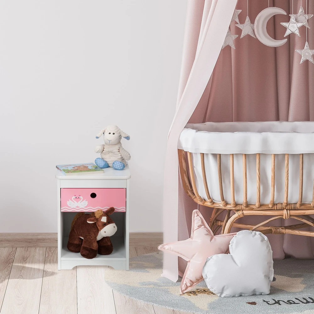Relaxdays Rožinis naktinis staliukas vaikams