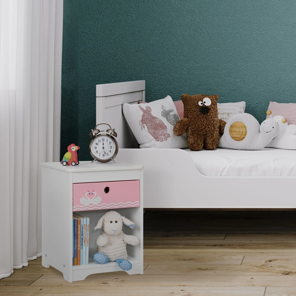 Relaxdays Rožinis naktinis staliukas vaikams