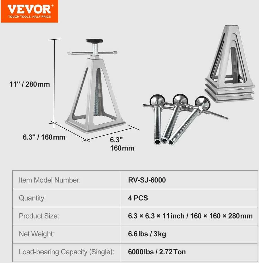 VEVOR RV stabilizavimo domkratai, 4 vnt aliuminio