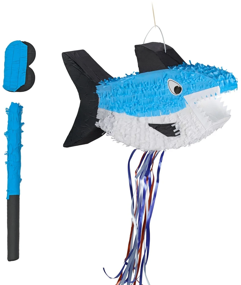 Relaxdays Ryklio piñata su lazda ir kauke