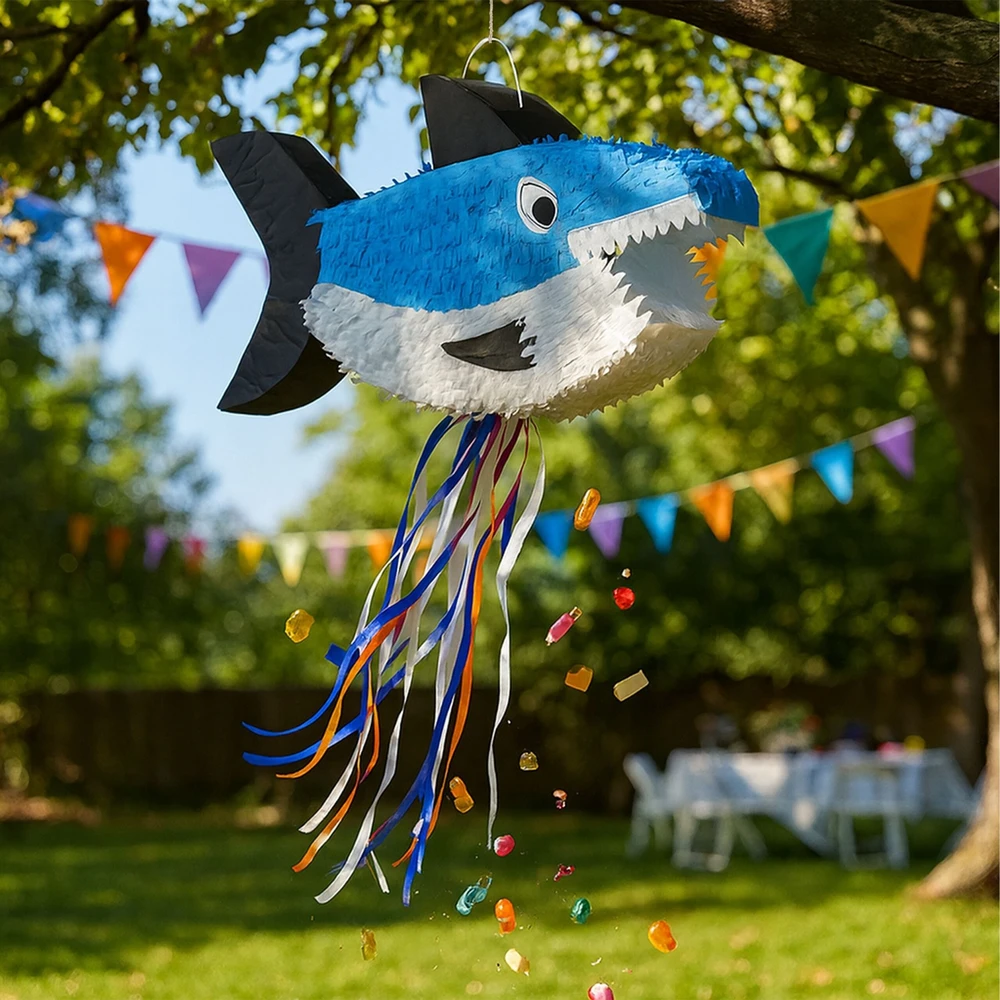 Relaxdays Ryklio piñata su lazda ir kauke