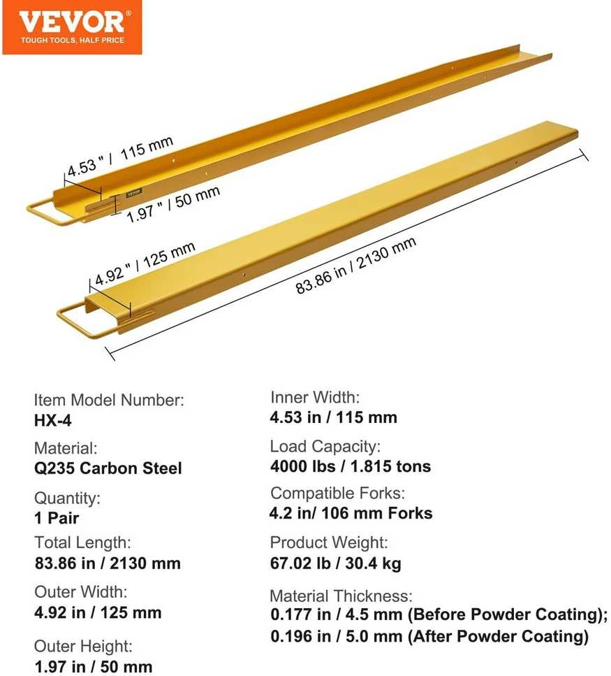 VEVOR Šakių prailginimai 213 cm ilgis, 4,5 cm plotis