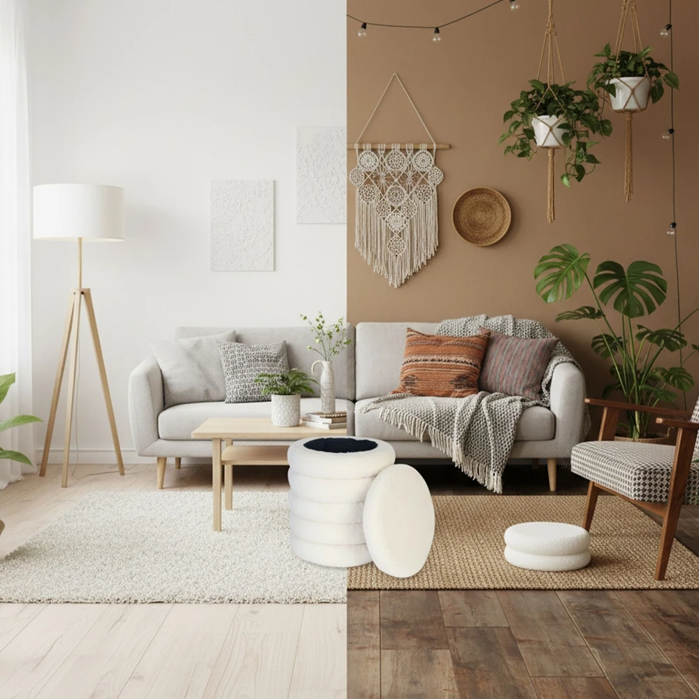 Relaxdays Sandėliavimo pufas iš teddy audinio