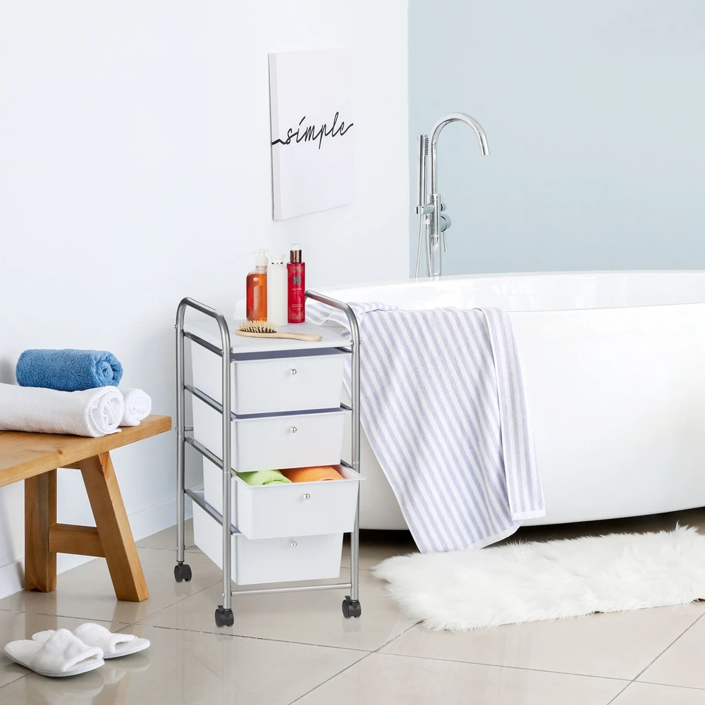 Relaxdays Sandėliavimo vežimėlis su 4 stalčiais