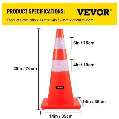 VEVOR Saugaus eismo kūgeliai, 73 cm, 12 vnt.